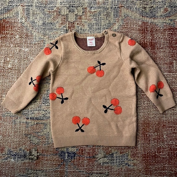 NWOT SEED HERITAGE Cherries Sweater Size 6-12 months - Picture 2 of 6